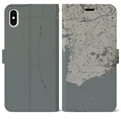 【糸満（沖縄県）】地図柄iPhoneケース（手帳タイプ）モノトーン・iPhone XS Max 用