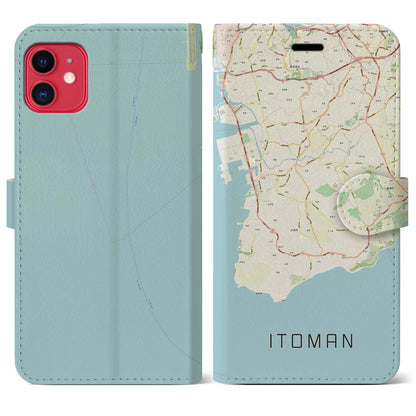 【糸満（沖縄県）】地図柄iPhoneケース（手帳タイプ）ナチュラル・iPhone 11 用