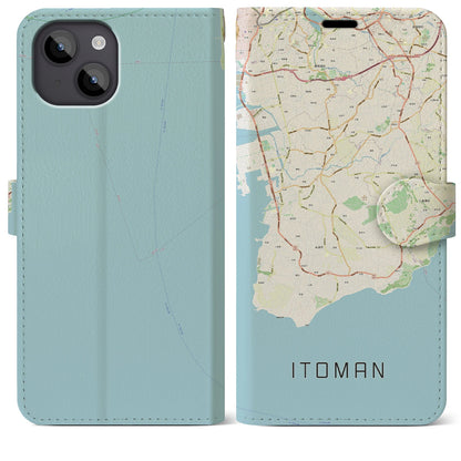 【糸満（沖縄県）】地図柄iPhoneケース（手帳タイプ）ナチュラル・iPhone 14 Plus 用