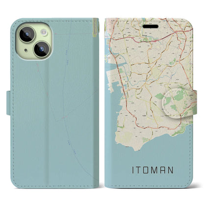 【糸満（沖縄県）】地図柄iPhoneケース（手帳タイプ）ナチュラル・iPhone 15 用