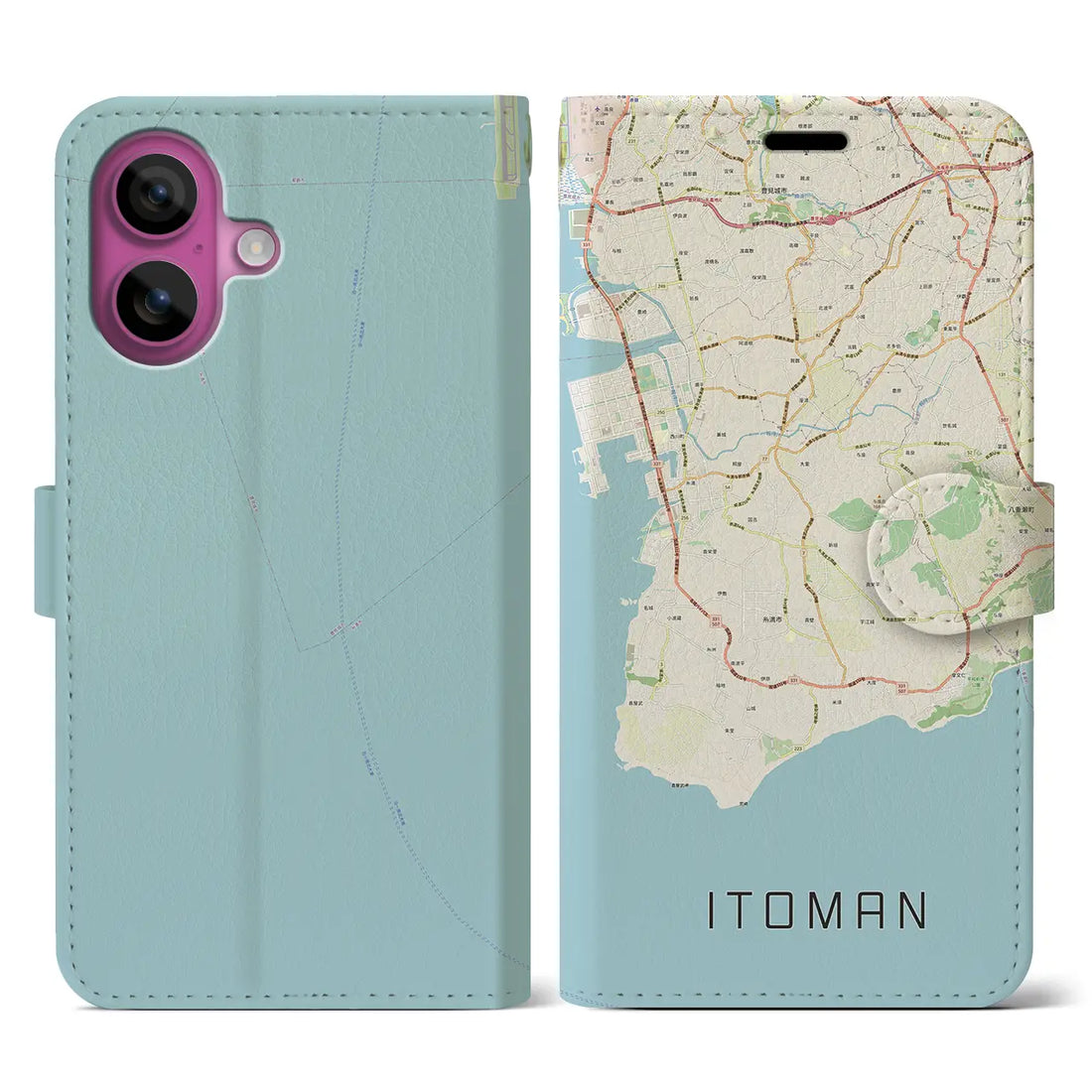 【糸満（沖縄県）】地図柄iPhoneケース（手帳タイプ）ナチュラル・iPhone 16 Pro 用