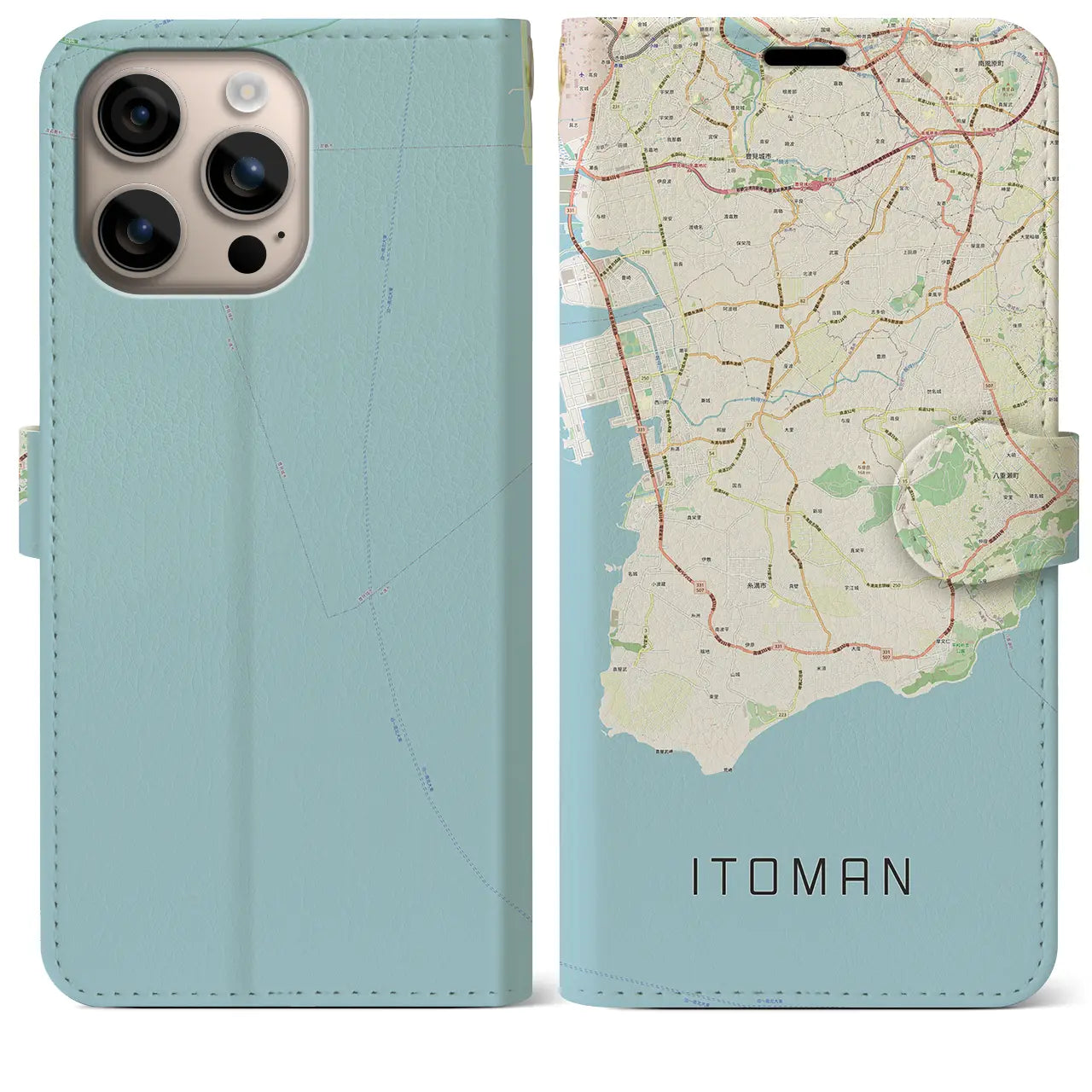 【糸満（沖縄県）】地図柄iPhoneケース（手帳タイプ）ナチュラル・iPhone 16 Plus 用