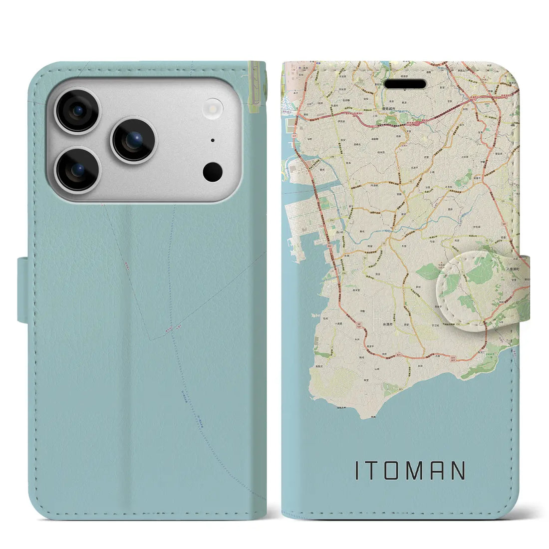 【糸満（沖縄県）】地図柄iPhoneケース（手帳タイプ）モノトーン・iPhone 17 Pro Max 用