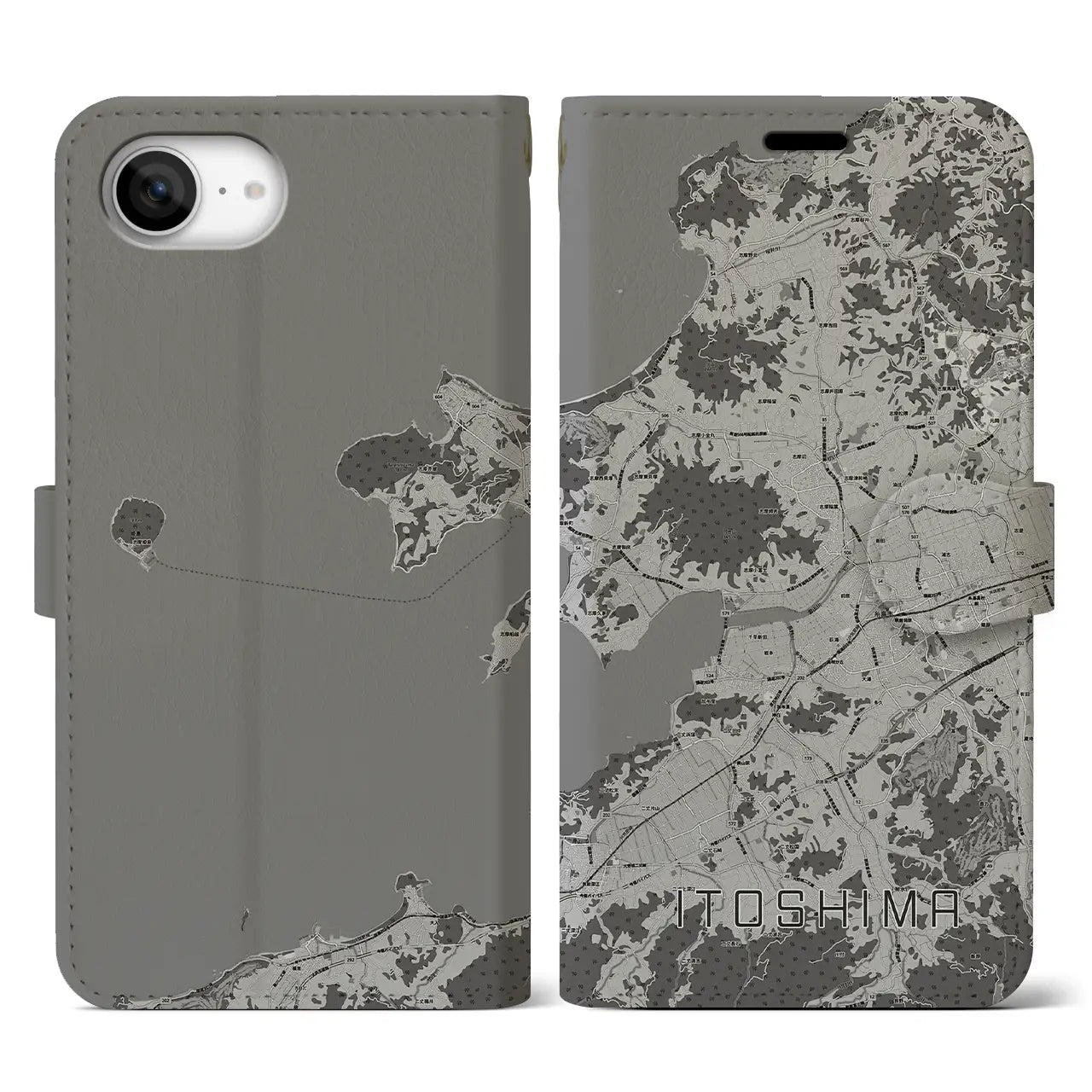 【糸島（福岡県）】地図柄iPhoneケース（手帳タイプ）