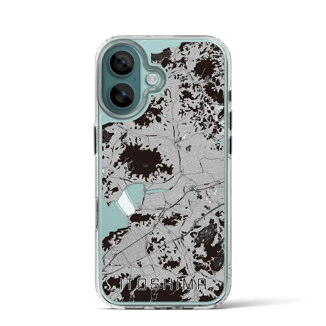 【糸島（福岡県）】地図柄iPhoneケース（MagSafeタイプ）モノトーン・iPhone 16 Pro 用