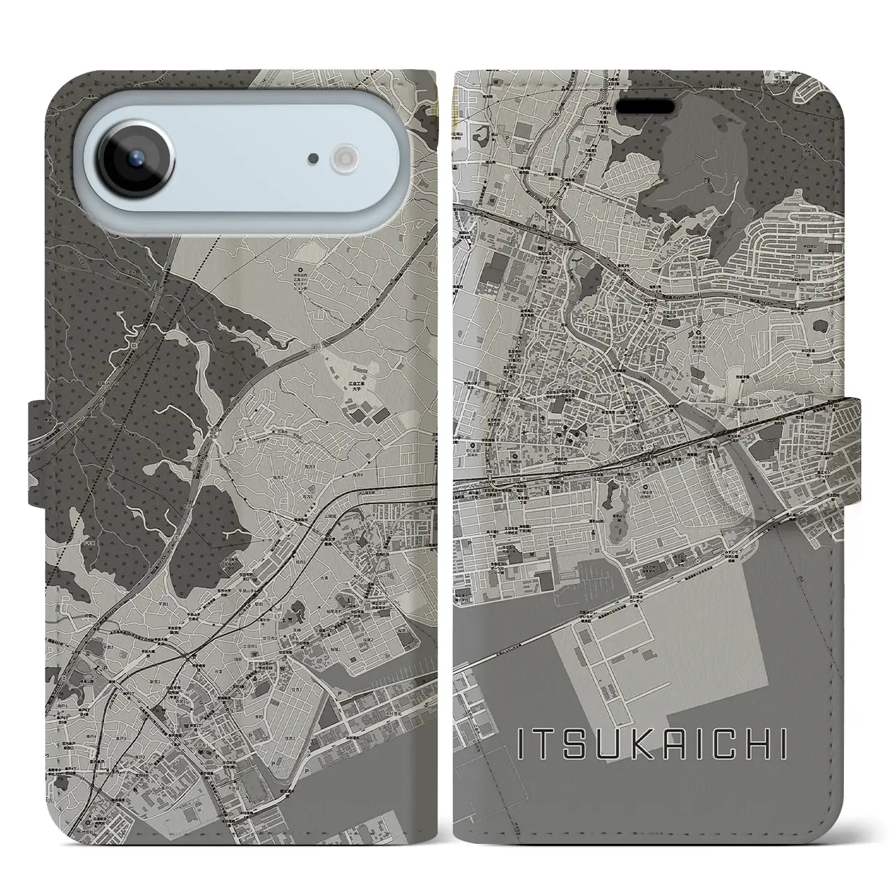 【五日市（広島県）】地図柄iPhoneケース（手帳タイプ）