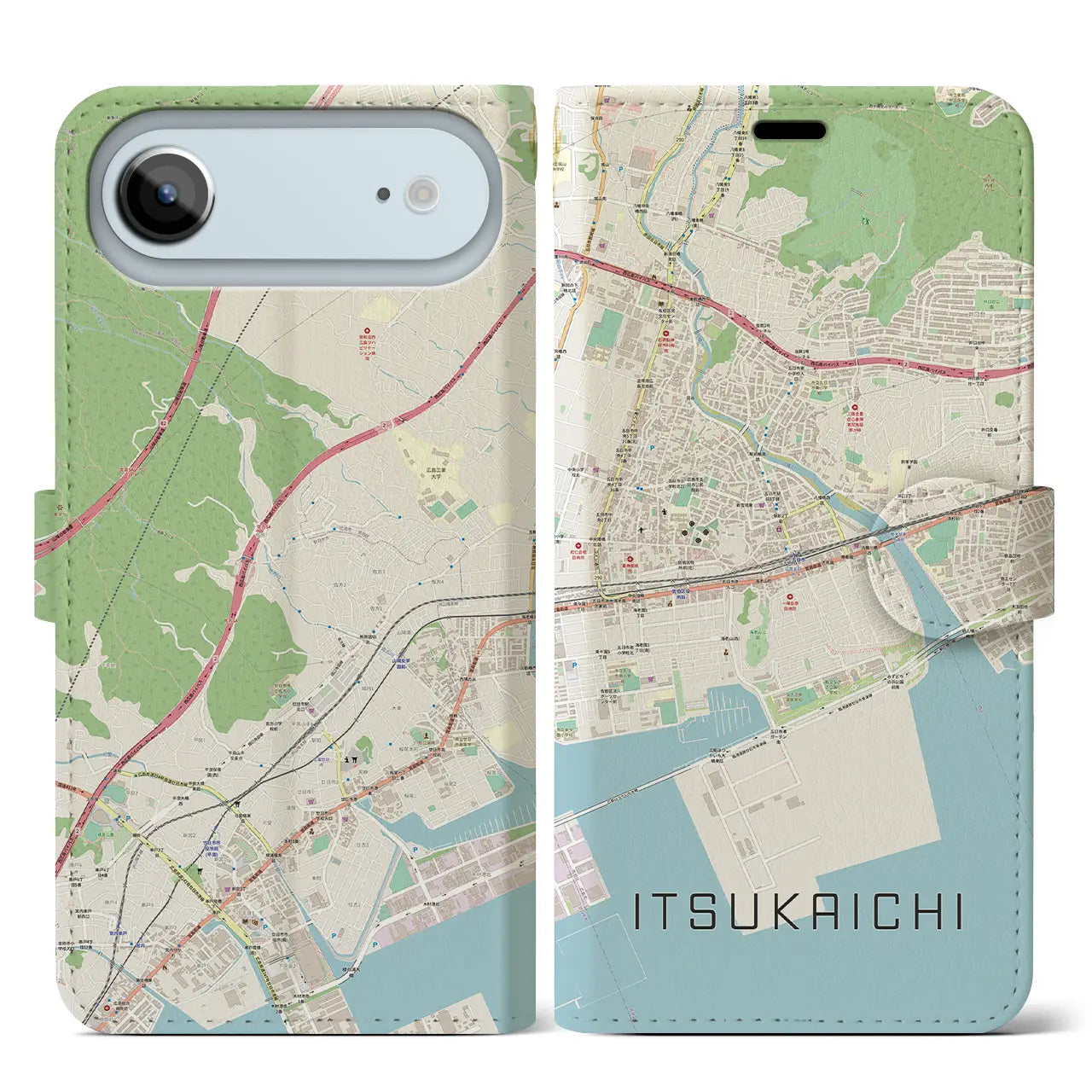 【五日市（広島県）】地図柄iPhoneケース（手帳タイプ）