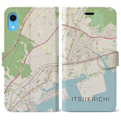 【五日市（広島県）】地図柄iPhoneケース（手帳タイプ）ナチュラル・iPhone XR 用