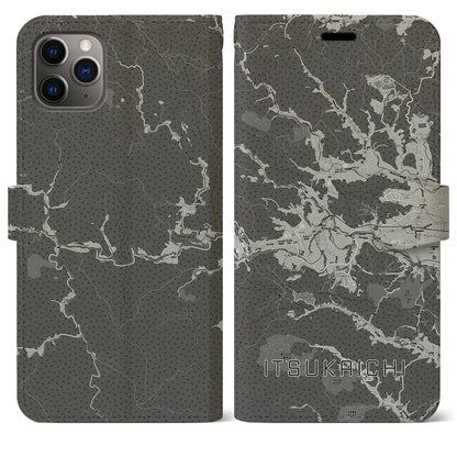 【五日市（東京都）】地図柄iPhoneケース（手帳タイプ）モノトーン・iPhone 11 Pro Max 用