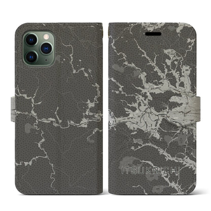 【五日市（東京都）】地図柄iPhoneケース（手帳タイプ）モノトーン・iPhone 11 Pro 用