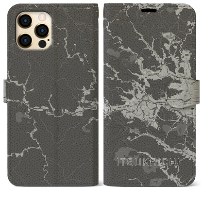 【五日市（東京都）】地図柄iPhoneケース（手帳タイプ）モノトーン・iPhone 12 Pro Max 用