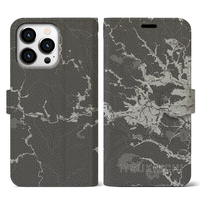 【五日市（東京都）】地図柄iPhoneケース（手帳タイプ）モノトーン・iPhone 13 Pro 用