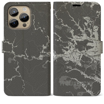 【五日市（東京都）】地図柄iPhoneケース（手帳タイプ）モノトーン・iPhone 14 Pro Max 用