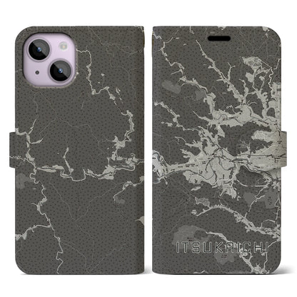 【五日市（東京都）】地図柄iPhoneケース（手帳タイプ）モノトーン・iPhone 14 用