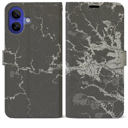 【五日市（東京都）】地図柄iPhoneケース（手帳タイプ）モノトーン・iPhone 16 Pro Max 用