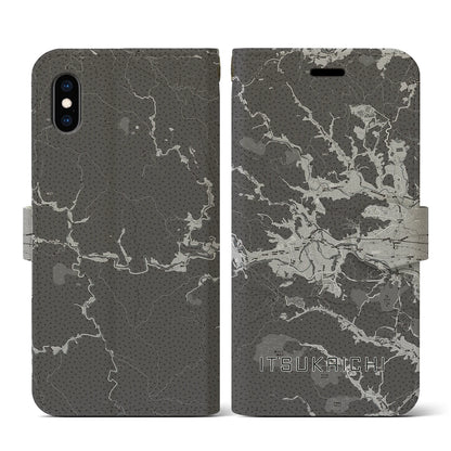 【五日市（東京都）】地図柄iPhoneケース（手帳タイプ）モノトーン・iPhone XS / X 用