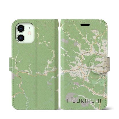 【五日市（東京都）】地図柄iPhoneケース（手帳タイプ）ナチュラル・iPhone 12 mini 用