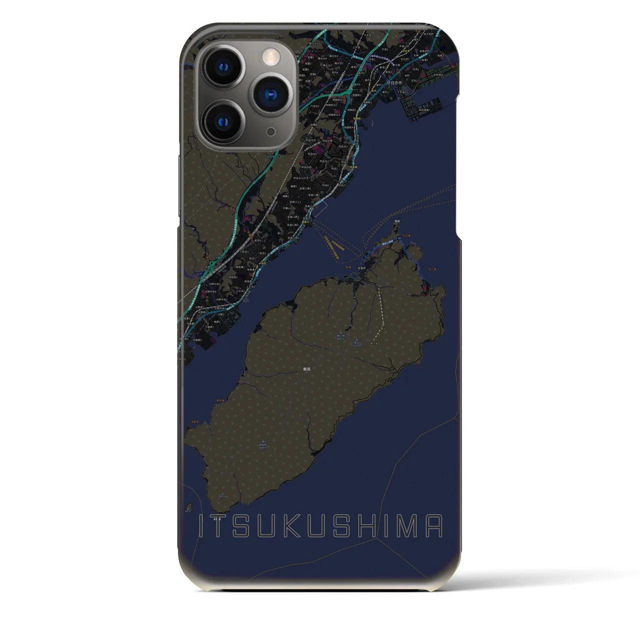 【厳島（広島県）】地図柄iPhoneケース（バックカバータイプ）