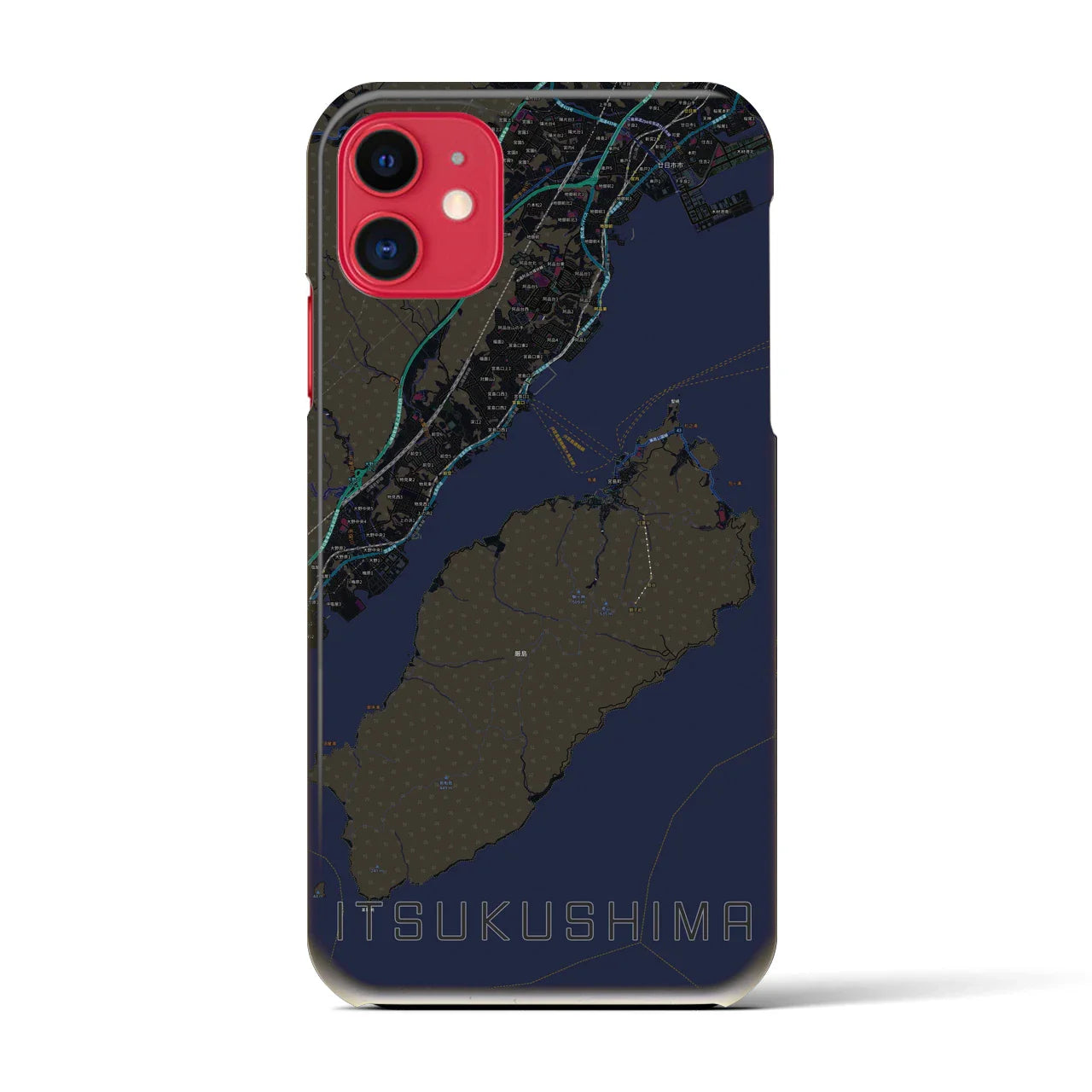 【厳島（広島県）】地図柄iPhoneケース（バックカバータイプ）