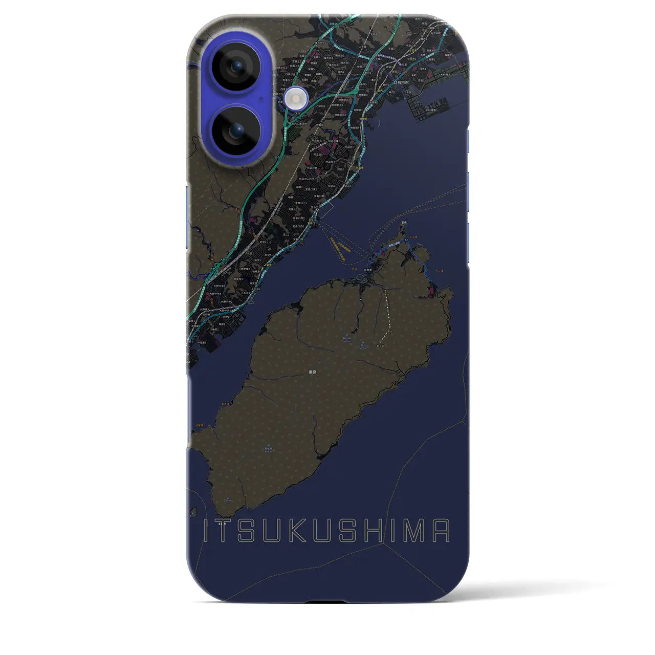 【厳島（広島県）】地図柄iPhoneケース（バックカバータイプ）