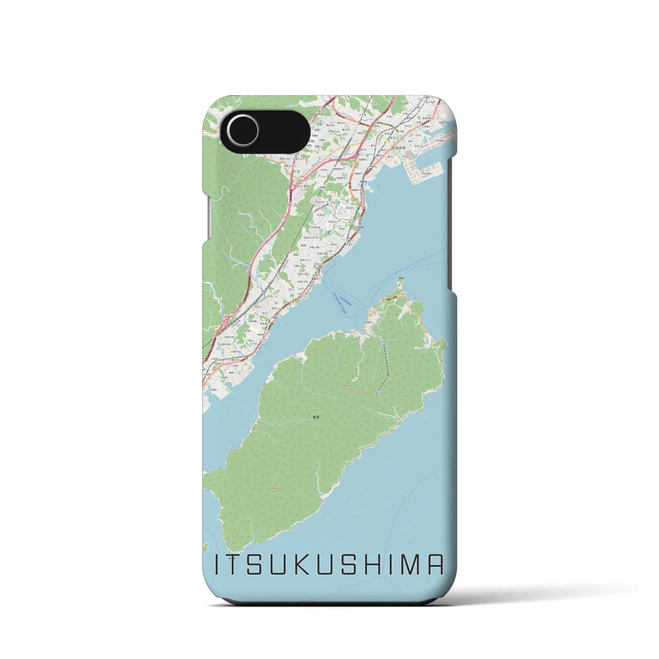 【厳島（広島県）】地図柄iPhoneケース（バックカバータイプ）