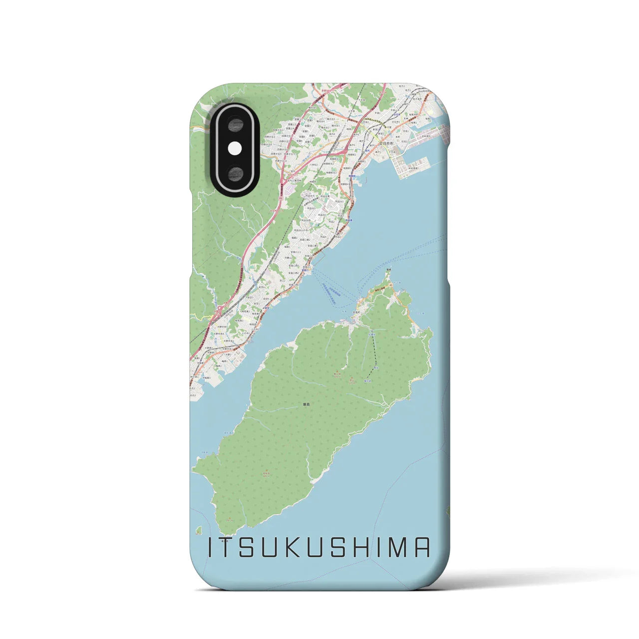 【厳島（広島県）】地図柄iPhoneケース（バックカバータイプ）