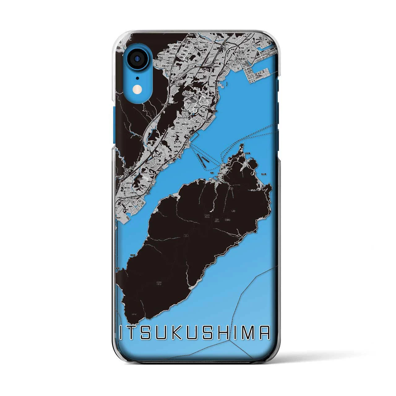 【厳島（広島県）】地図柄iPhoneケース（クリアタイプ）モノトーン・iPhone XR 用