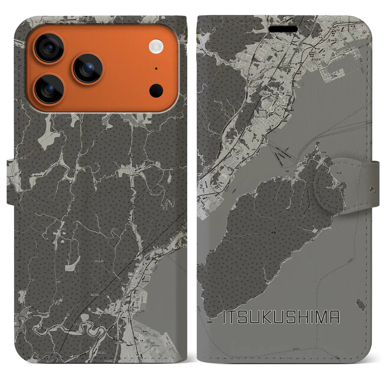 【厳島（広島県）】地図柄iPhoneケース（手帳タイプ）