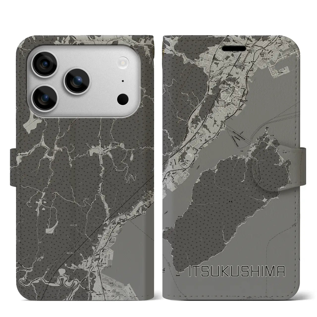 【厳島（広島県）】地図柄iPhoneケース（手帳タイプ）