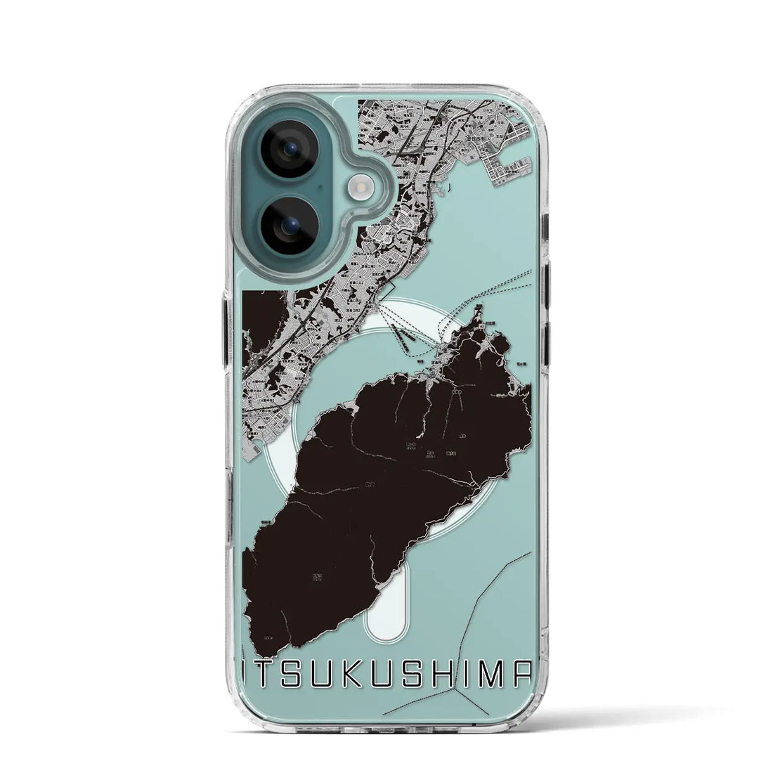 【厳島(広島県)】地図柄iPhoneケース(MagSafeタイプ)モノトーン・iPhone 16 Pro 用