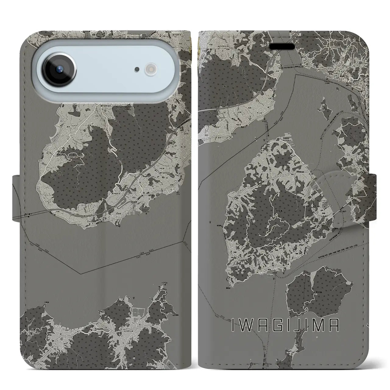 【岩城島（愛媛県）】地図柄iPhoneケース（手帳タイプ）