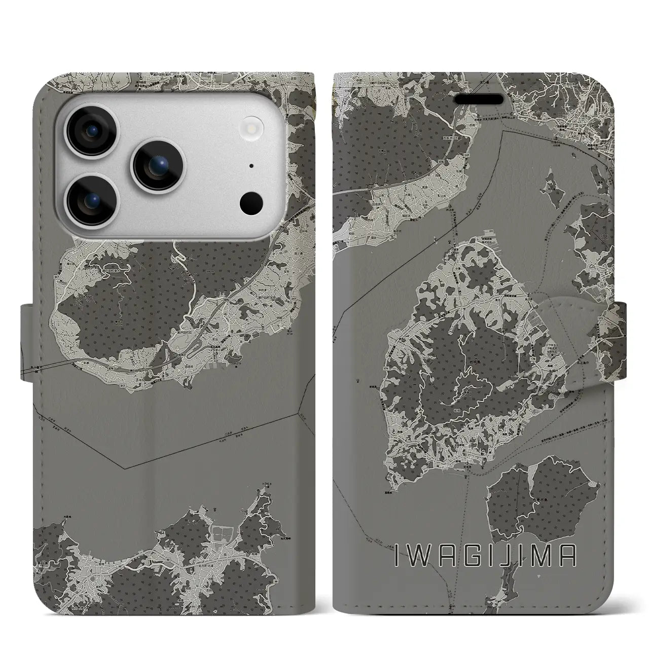 【岩城島（愛媛県）】地図柄iPhoneケース（手帳タイプ）