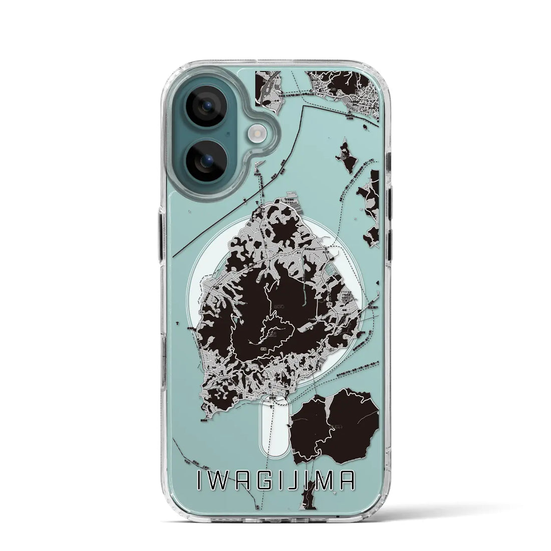 【岩城島（愛媛県）】地図柄iPhoneケース（MagSafeタイプ）モノトーン・iPhone 16 Pro 用