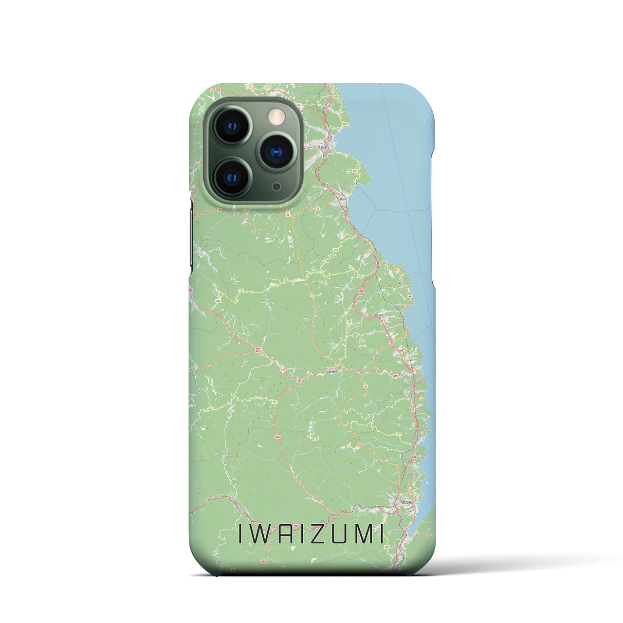 【岩泉（岩手県）】地図柄iPhoneケース（バックカバータイプ）ナチュラル・iPhone 11 Pro 用