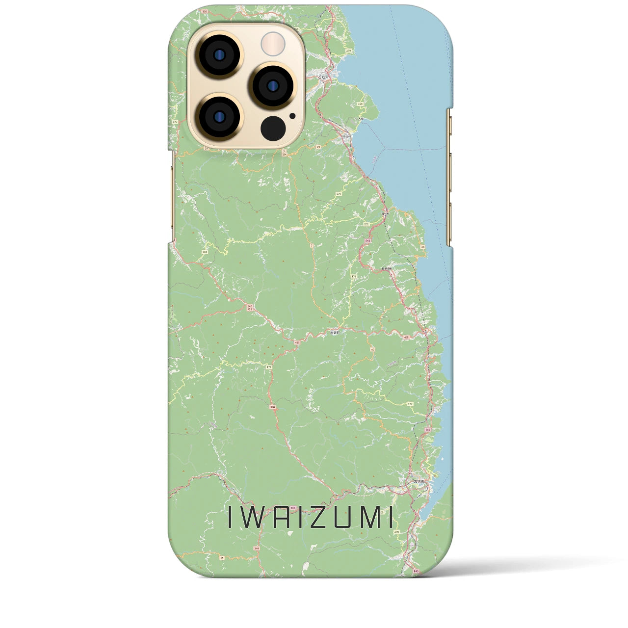 【岩泉（岩手県）】地図柄iPhoneケース（バックカバータイプ）ナチュラル・iPhone 12 Pro Max 用