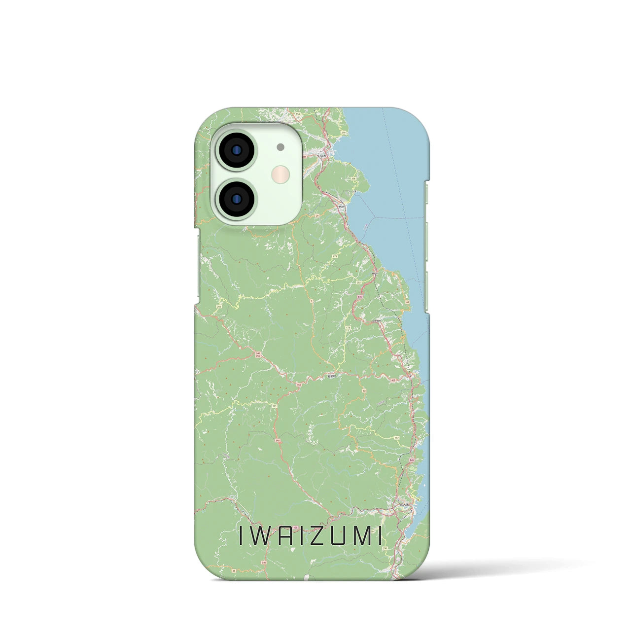 【岩泉（岩手県）】地図柄iPhoneケース（バックカバータイプ）ナチュラル・iPhone 12 mini 用