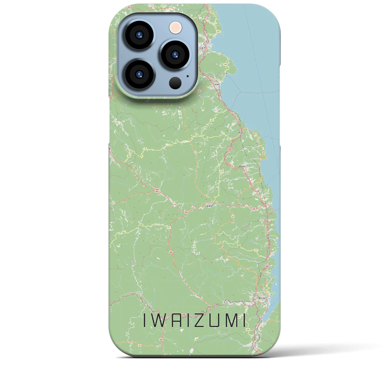 【岩泉（岩手県）】地図柄iPhoneケース（バックカバータイプ）ナチュラル・iPhone 13 Pro Max 用