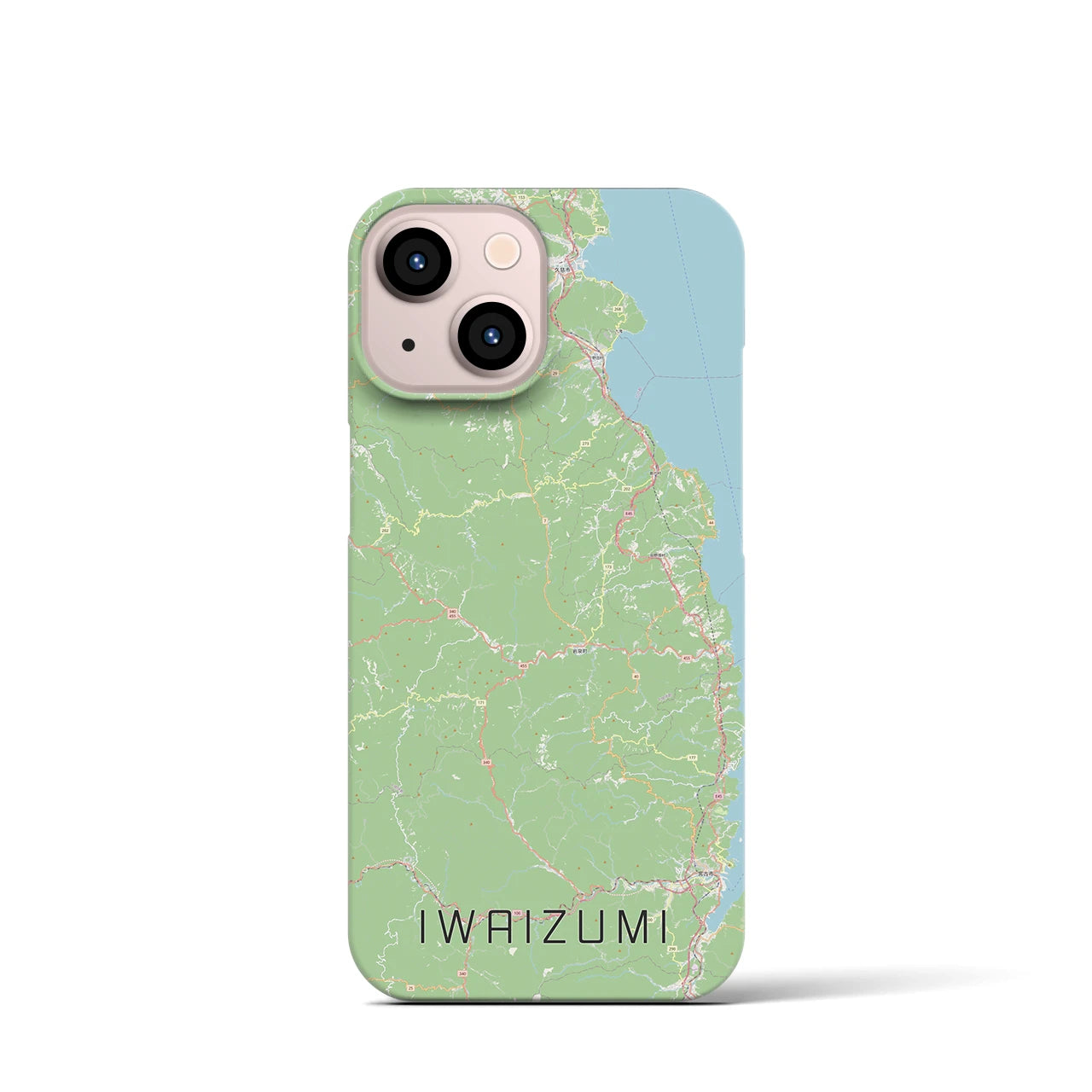 【岩泉（岩手県）】地図柄iPhoneケース（バックカバータイプ）ナチュラル・iPhone 13 mini 用