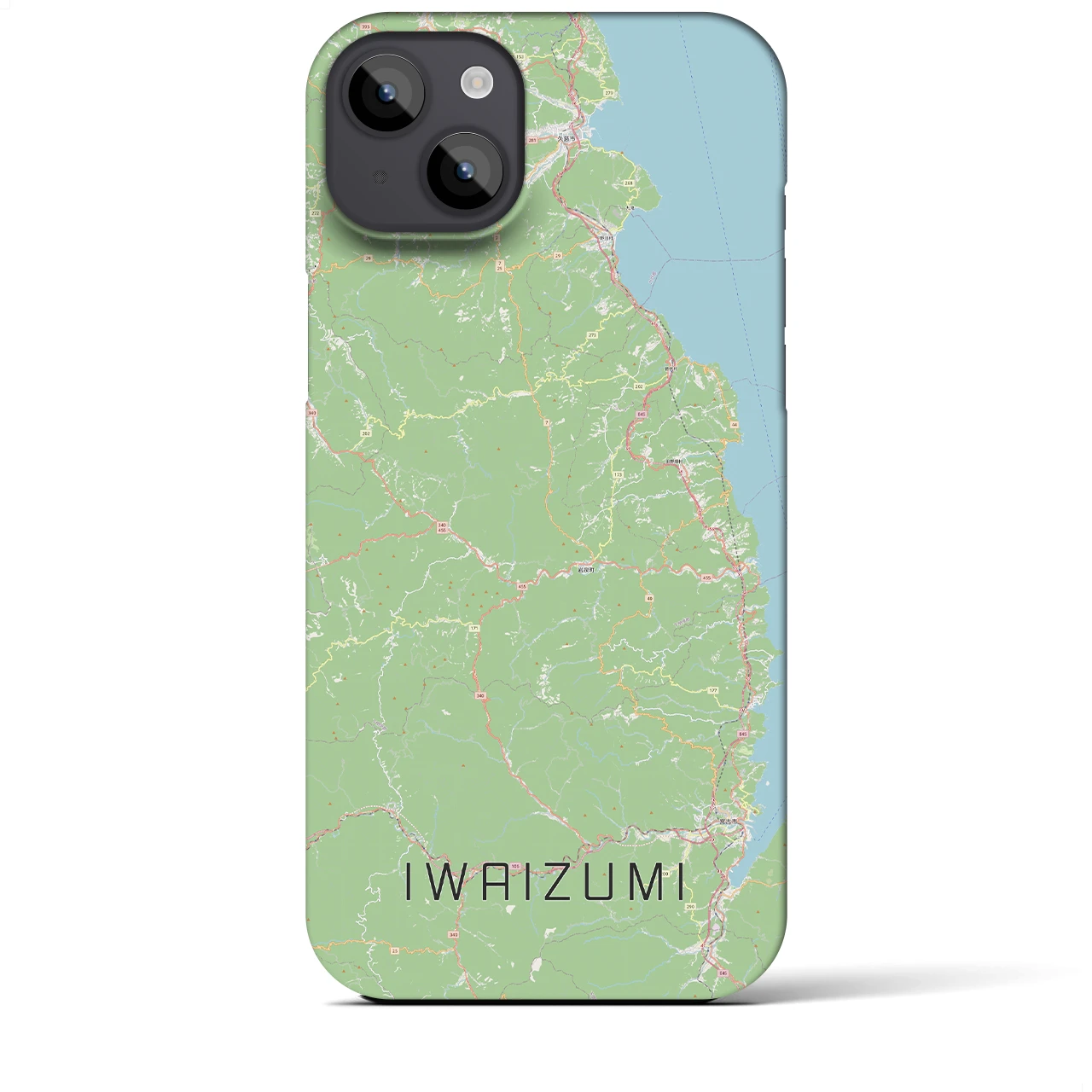 【岩泉（岩手県）】地図柄iPhoneケース（バックカバータイプ）ナチュラル・iPhone 14 Plus 用