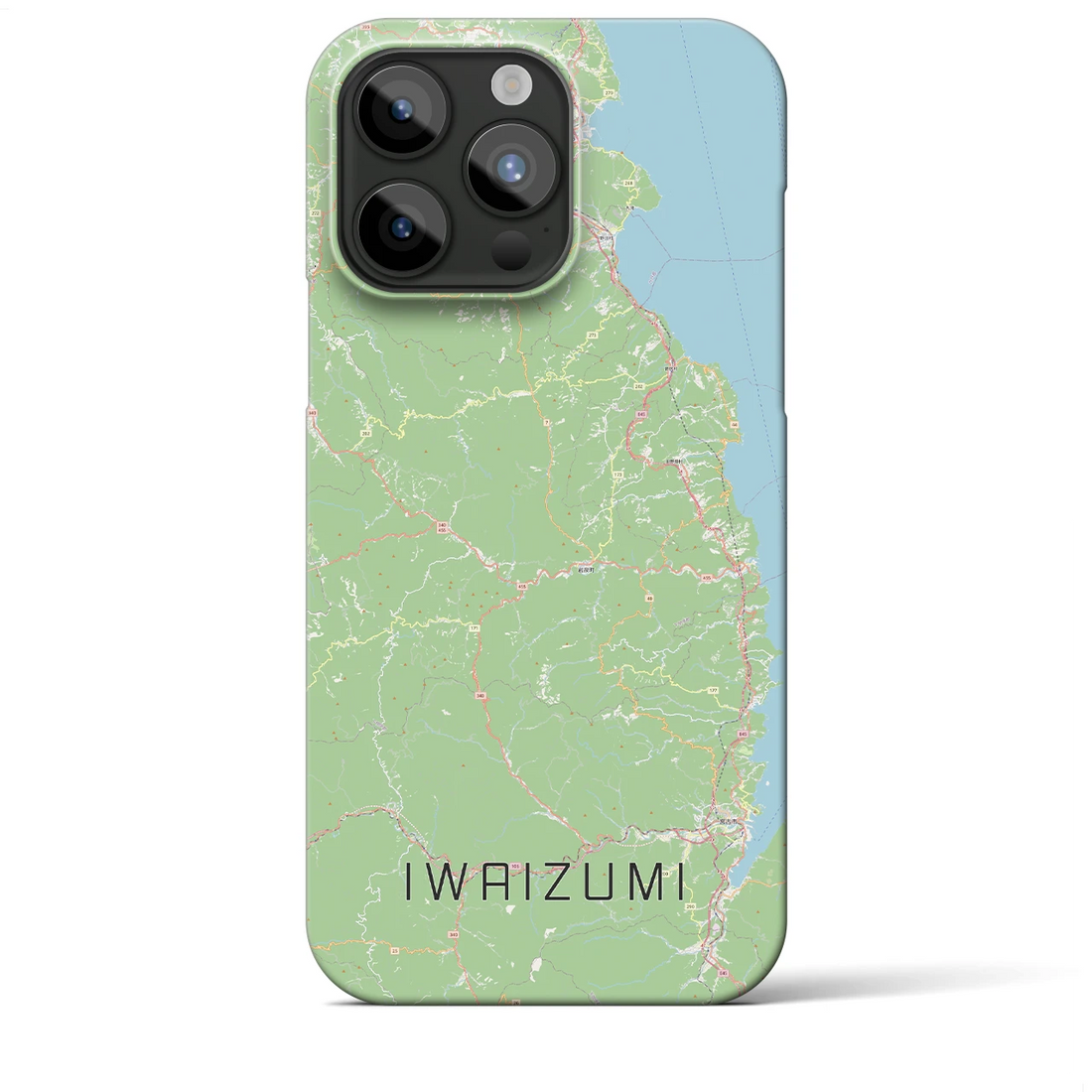 【岩泉（岩手県）】地図柄iPhoneケース（バックカバータイプ）ナチュラル・iPhone 15 Pro Max 用