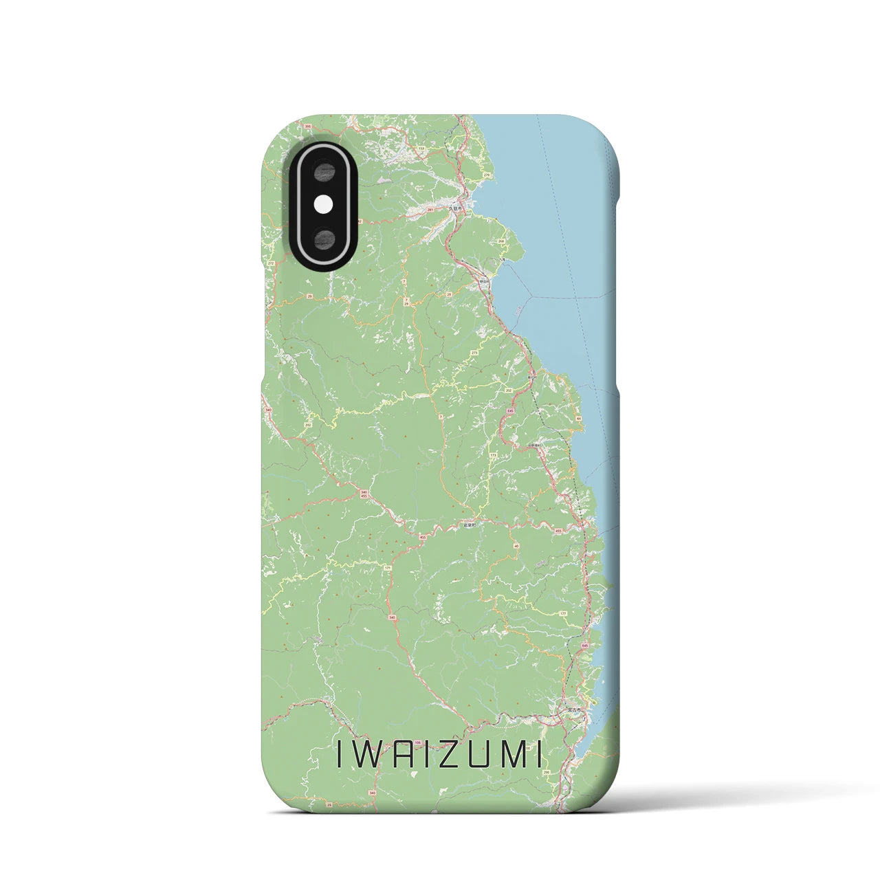 【岩泉（岩手県）】地図柄iPhoneケース（バックカバータイプ）ナチュラル・iPhone XS / X 用