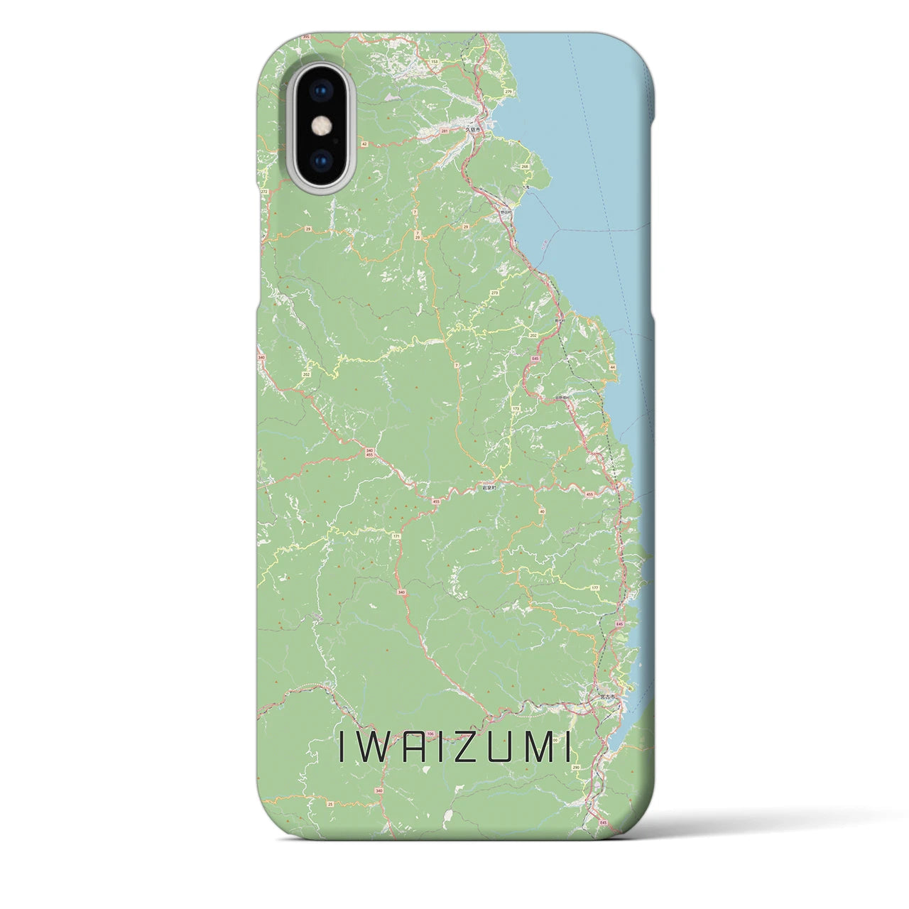 【岩泉（岩手県）】地図柄iPhoneケース（バックカバータイプ）ナチュラル・iPhone XS Max 用