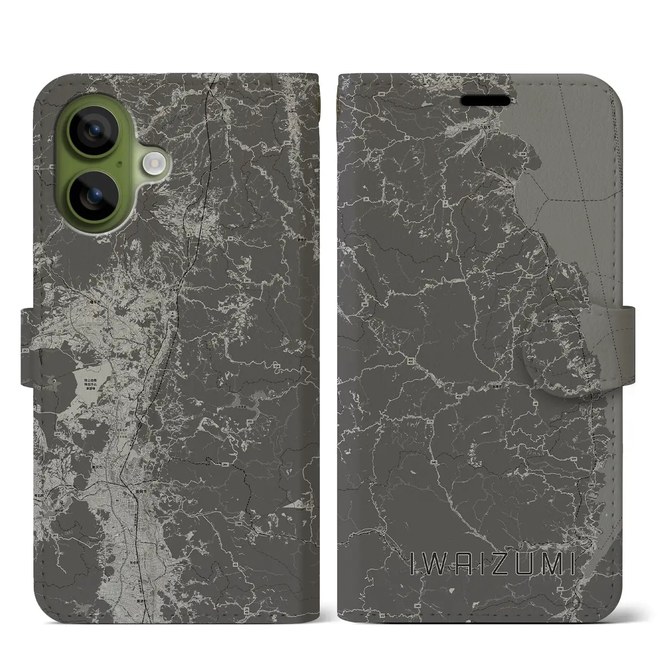 【岩泉（岩手県）】地図柄iPhoneケース（手帳タイプ）