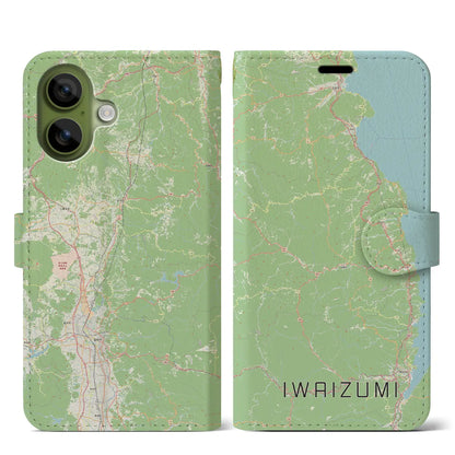 【岩泉（岩手県）】地図柄iPhoneケース（手帳タイプ）
