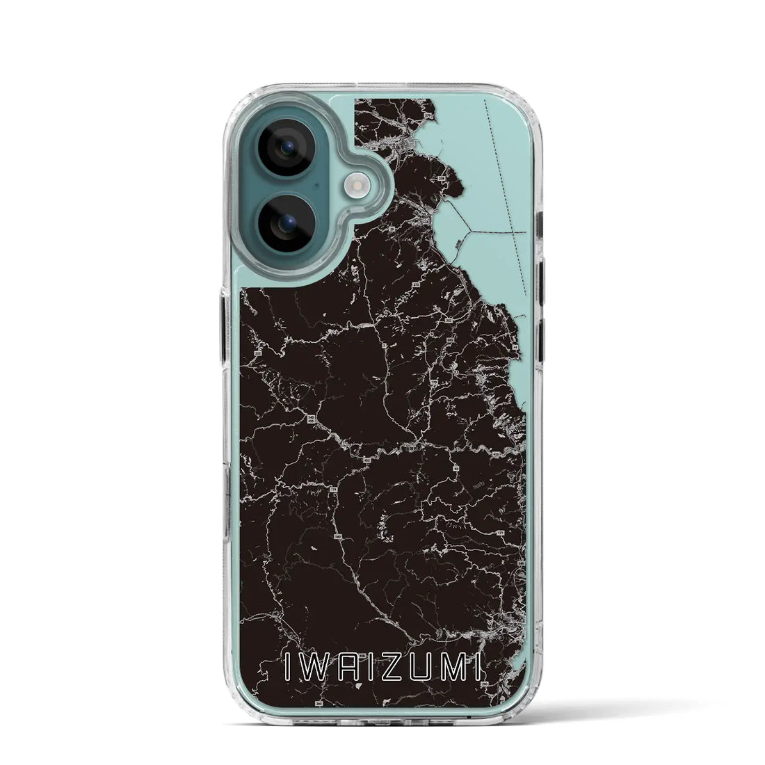 【岩泉（岩手県）】地図柄iPhoneケース（MagSafeタイプ）モノトーン・iPhone 16 Pro 用