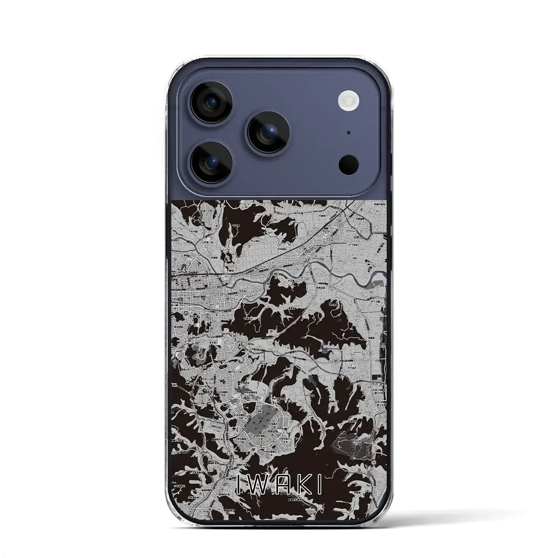 【いわき(福島県)】地図柄iPhoneケース(クリアタイプ)モノトーン・iPhone 17 Pro Max 用