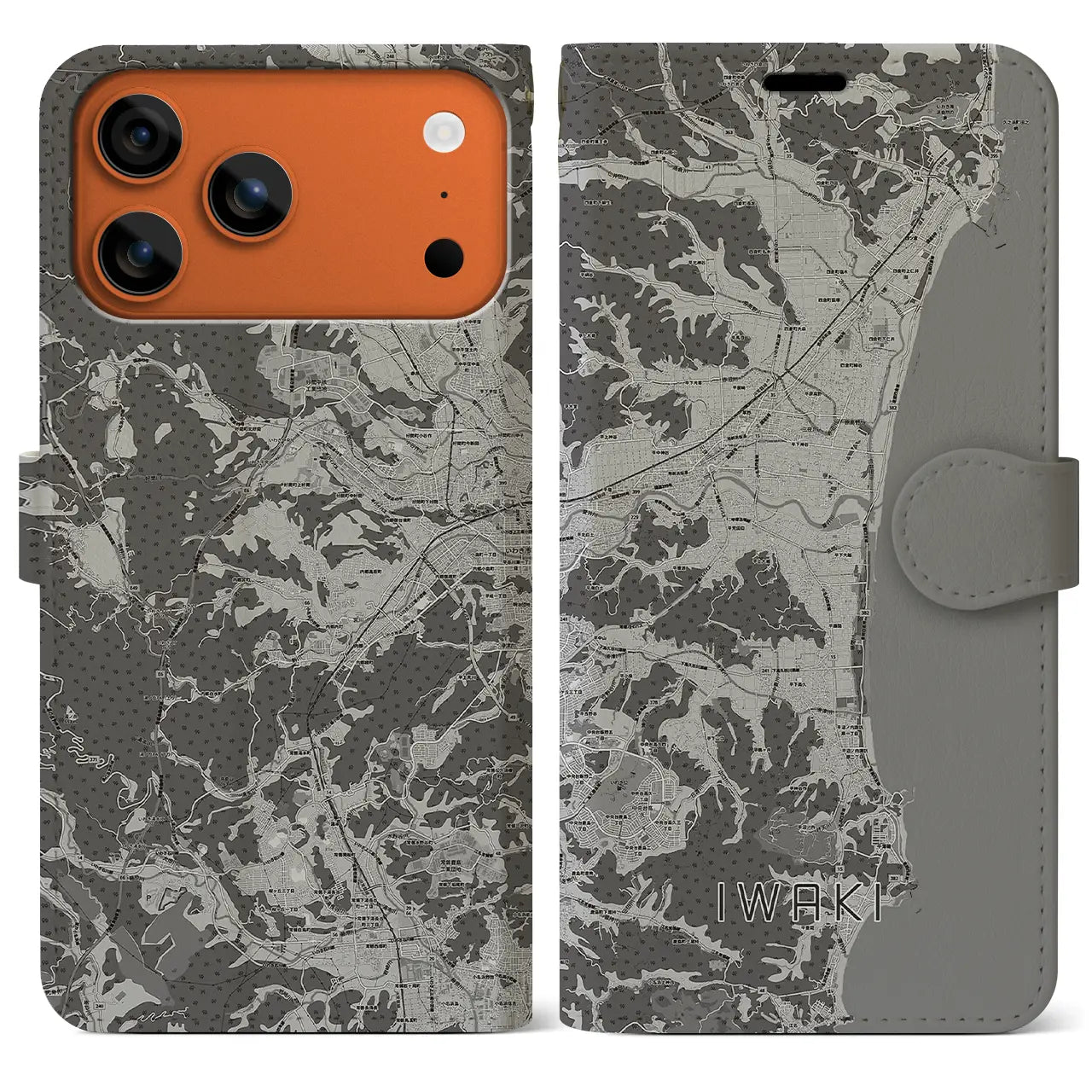 【いわき（福島県）】地図柄iPhoneケース（手帳タイプ）