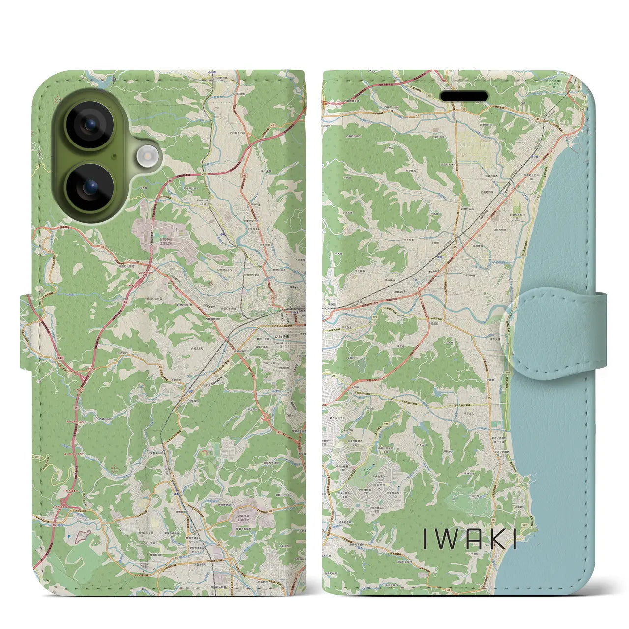 【いわき（福島県）】地図柄iPhoneケース（手帳タイプ）