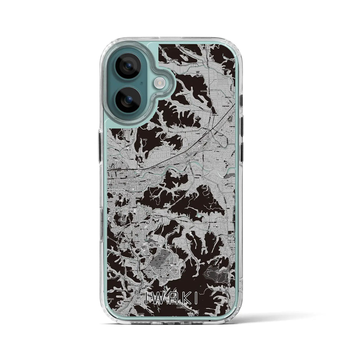 【いわき（福島県）】地図柄iPhoneケース（MagSafeタイプ）モノトーン・iPhone 16 Pro 用