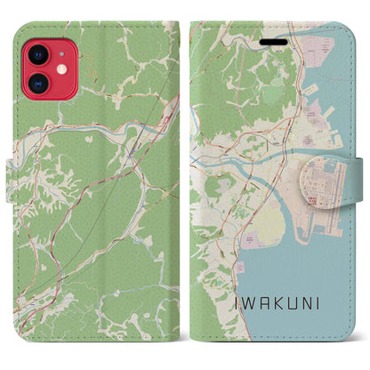【岩国（山口県）】地図柄iPhoneケース（手帳タイプ）ナチュラル・iPhone 11 用